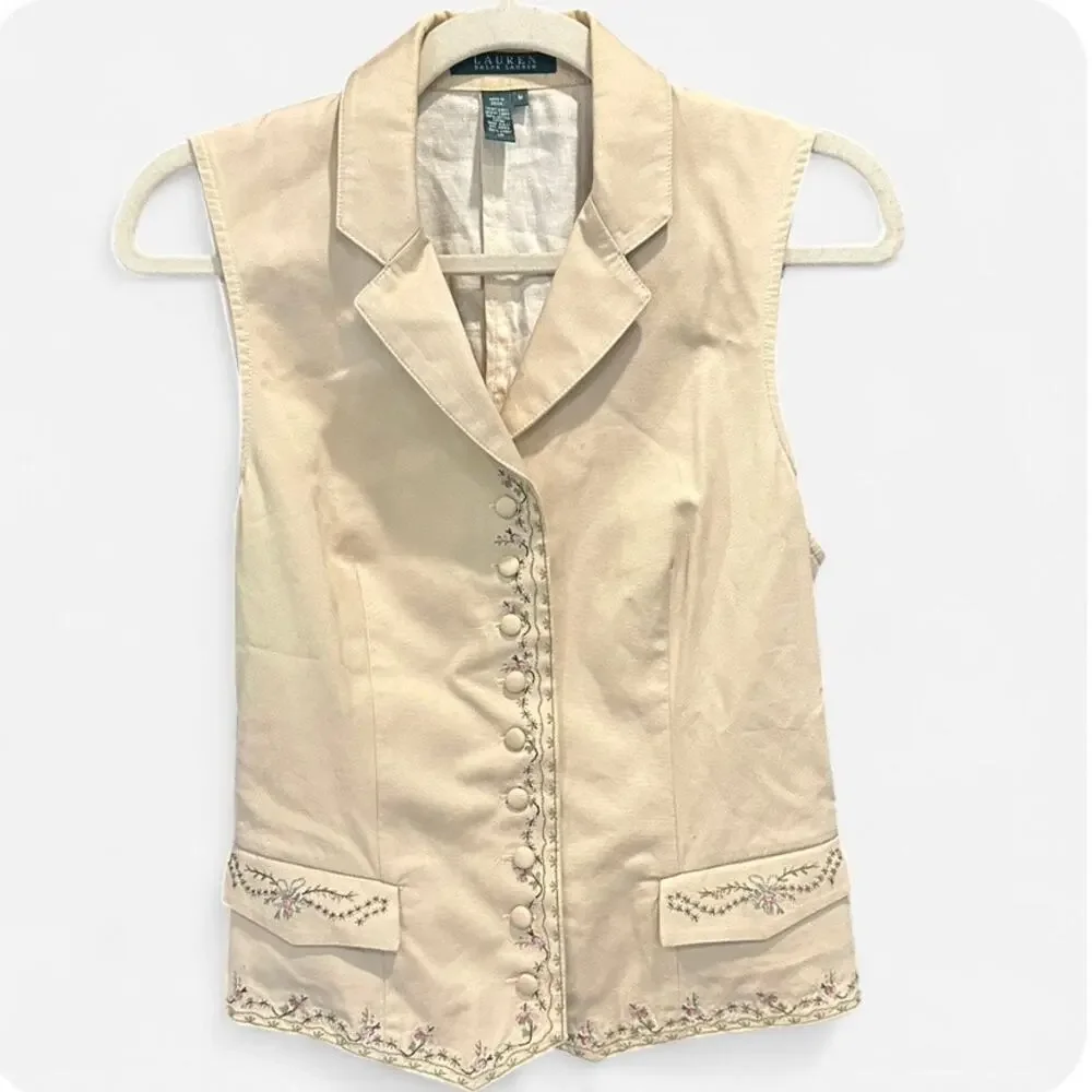 cotton embroidery vest louren トップス cotton embroidery vest